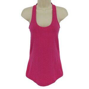 Lululemon 13.75in Bust Pink Blue Horizontal Stripe Racerback Tank Top Athletic